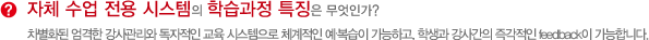 자체 수업전용 시스템의 학습과정 특징은 무엇인가?